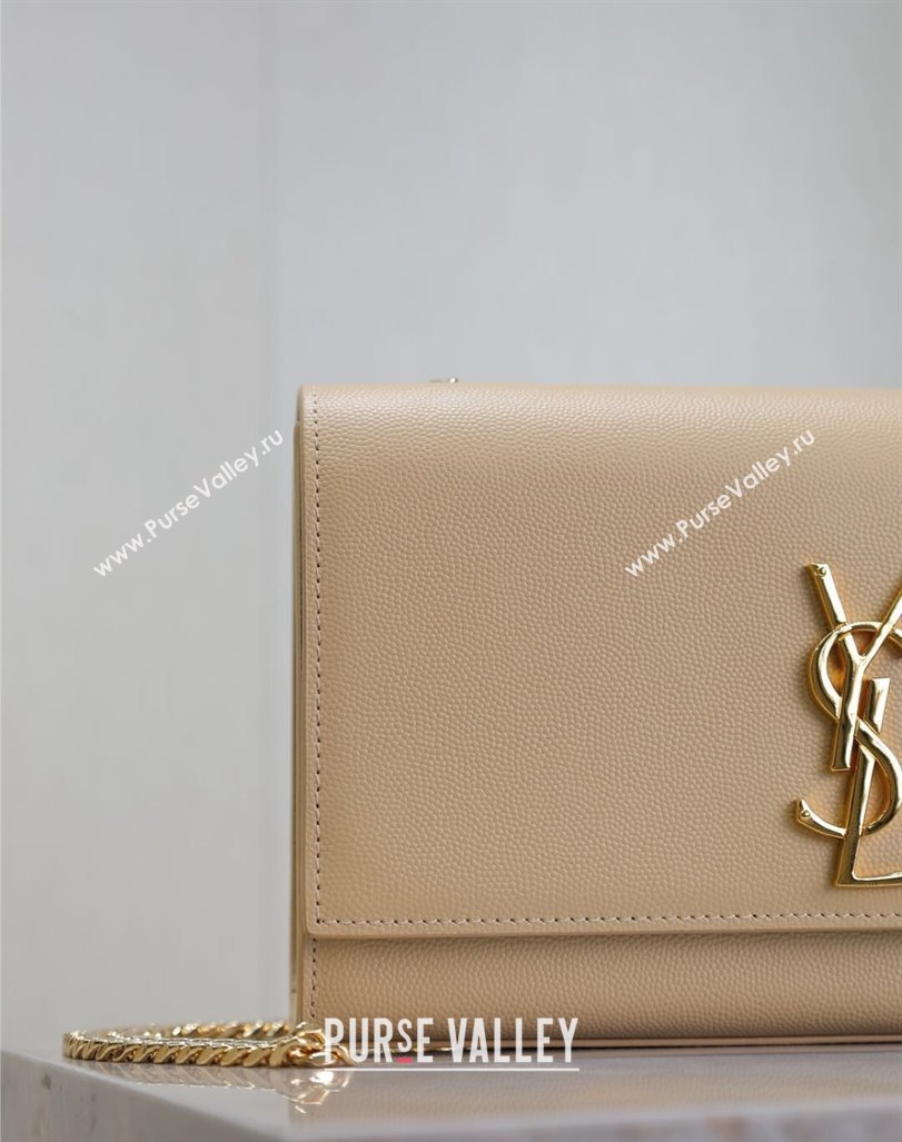 Saint Laurent Kate Medium Chain Bag in Grained Leather 364021 Apricot 2025 (YY-250409115)