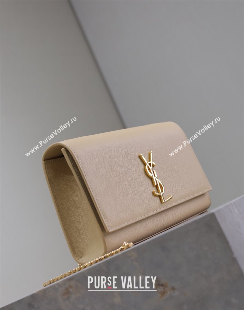 Saint Laurent Kate Medium Chain Bag in Grained Leather 364021 Apricot 2025 (YY-250409115)