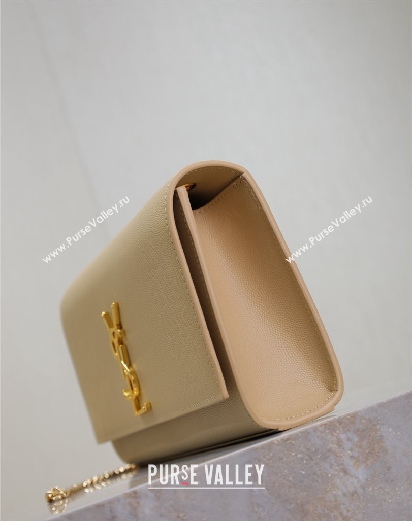 Saint Laurent Kate Medium Chain Bag in Grained Leather 364021 Apricot 2025 (YY-250409115)