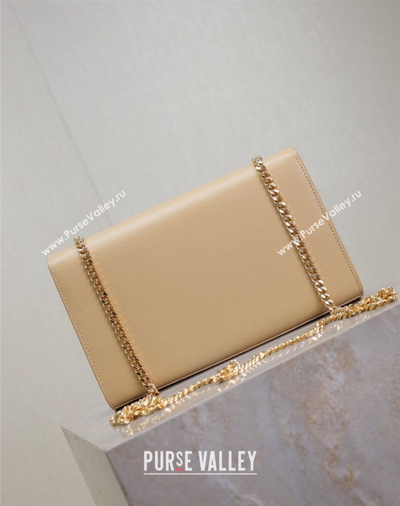 Saint Laurent Kate Medium Chain Bag in Grained Leather 364021 Apricot 2025 (YY-250409115)