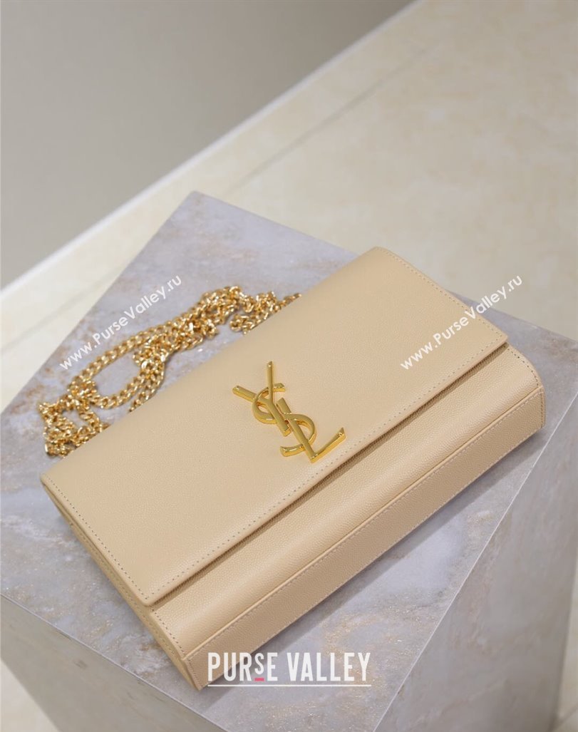 Saint Laurent Kate Medium Chain Bag in Grained Leather 364021 Apricot 2025 (YY-250409115)