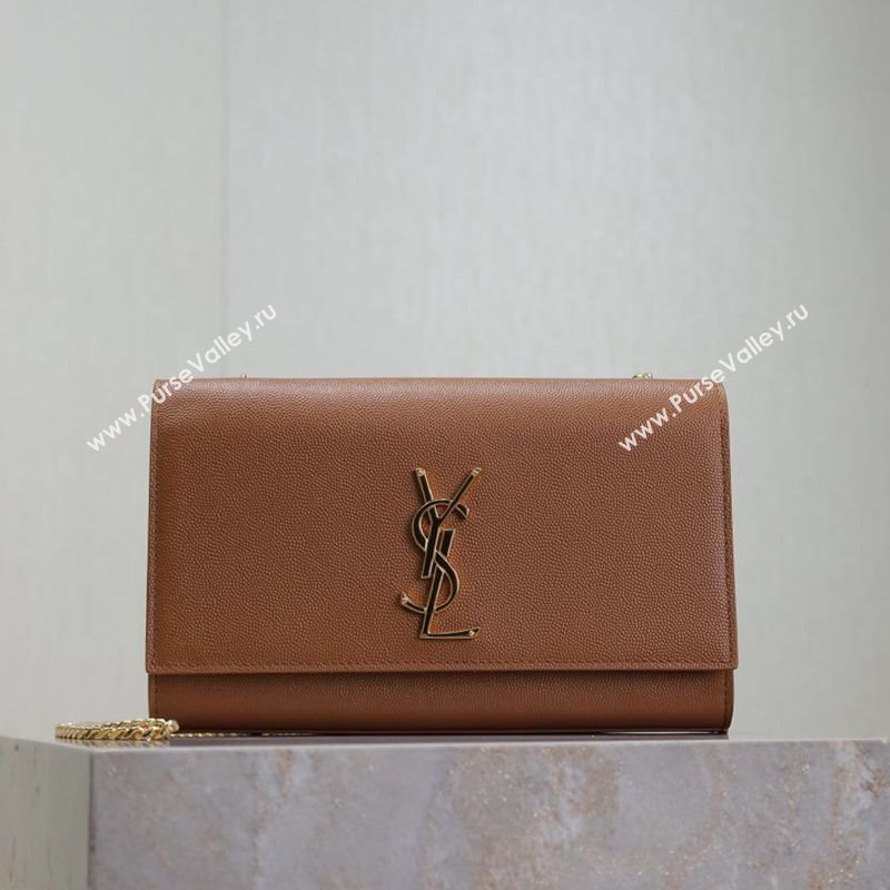 Saint Laurent Kate Medium Chain Bag in Grained Leather 364021 Brown 2025 (YY-250409116)