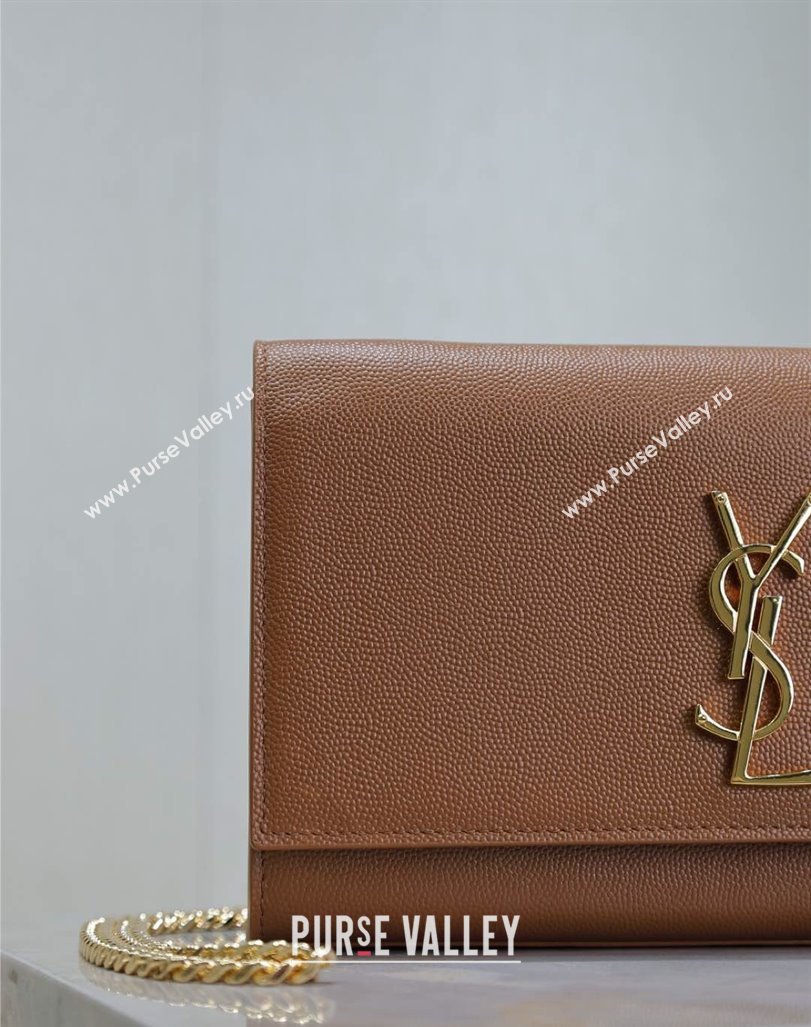 Saint Laurent Kate Medium Chain Bag in Grained Leather 364021 Brown 2025 (YY-250409116)