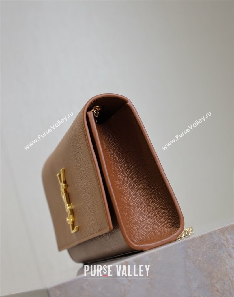 Saint Laurent Kate Medium Chain Bag in Grained Leather 364021 Brown 2025 (YY-250409116)