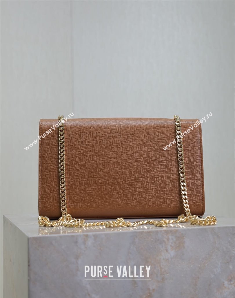 Saint Laurent Kate Medium Chain Bag in Grained Leather 364021 Brown 2025 (YY-250409116)