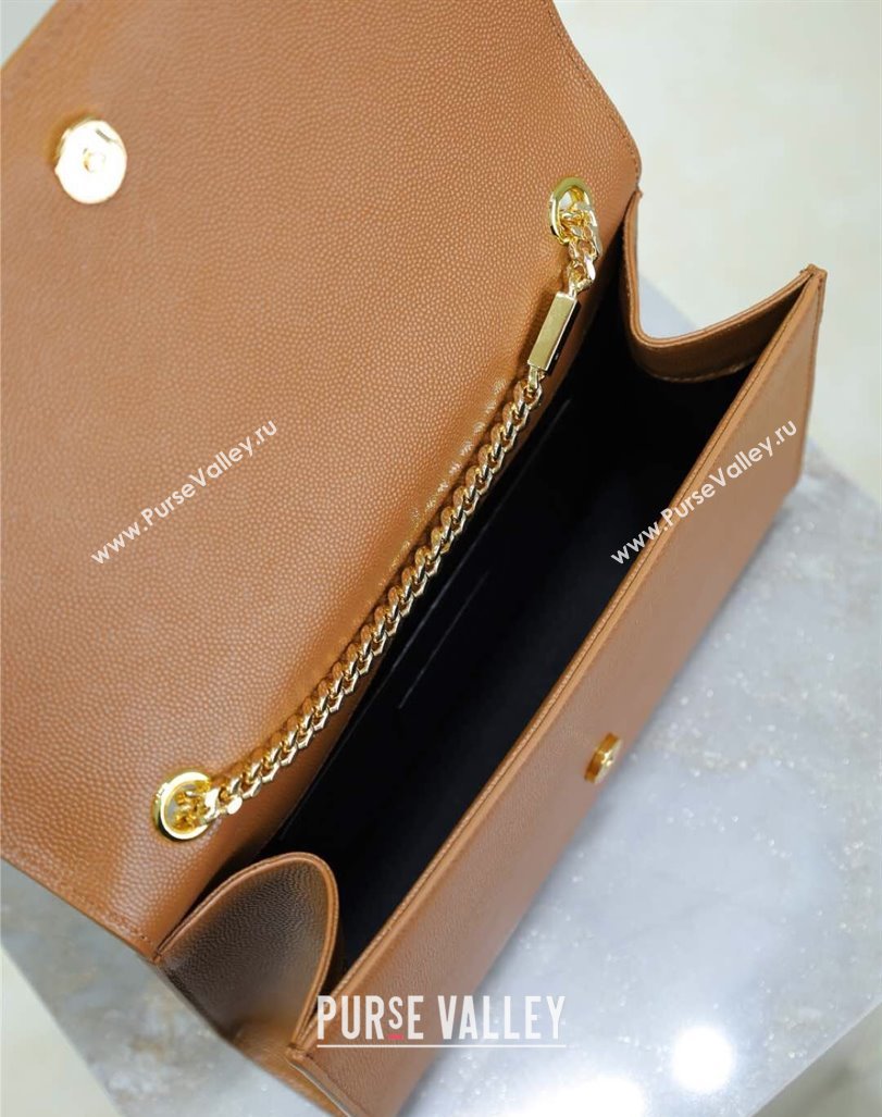 Saint Laurent Kate Medium Chain Bag in Grained Leather 364021 Brown 2025 (YY-250409116)