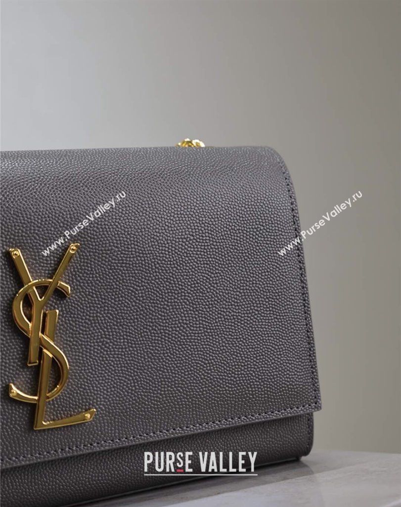Saint Laurent Kate Medium Chain Bag in Grained Leather 364021 Grey 2025 (YY-250409117)