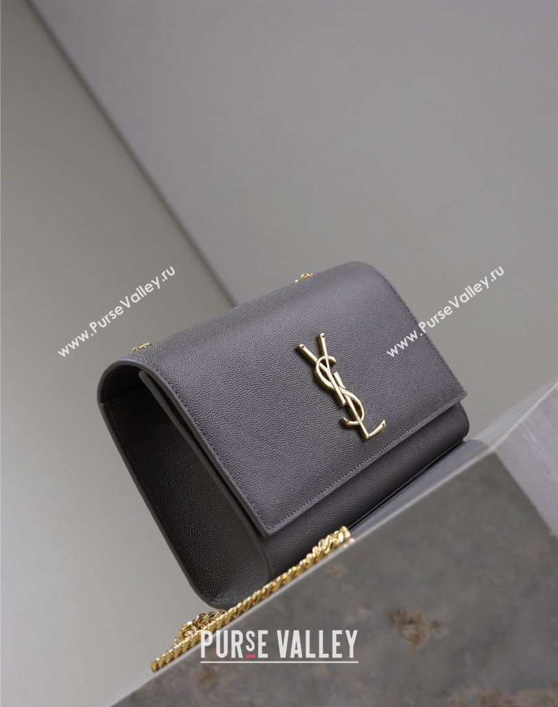 Saint Laurent Kate Medium Chain Bag in Grained Leather 364021 Grey 2025 (YY-250409117)