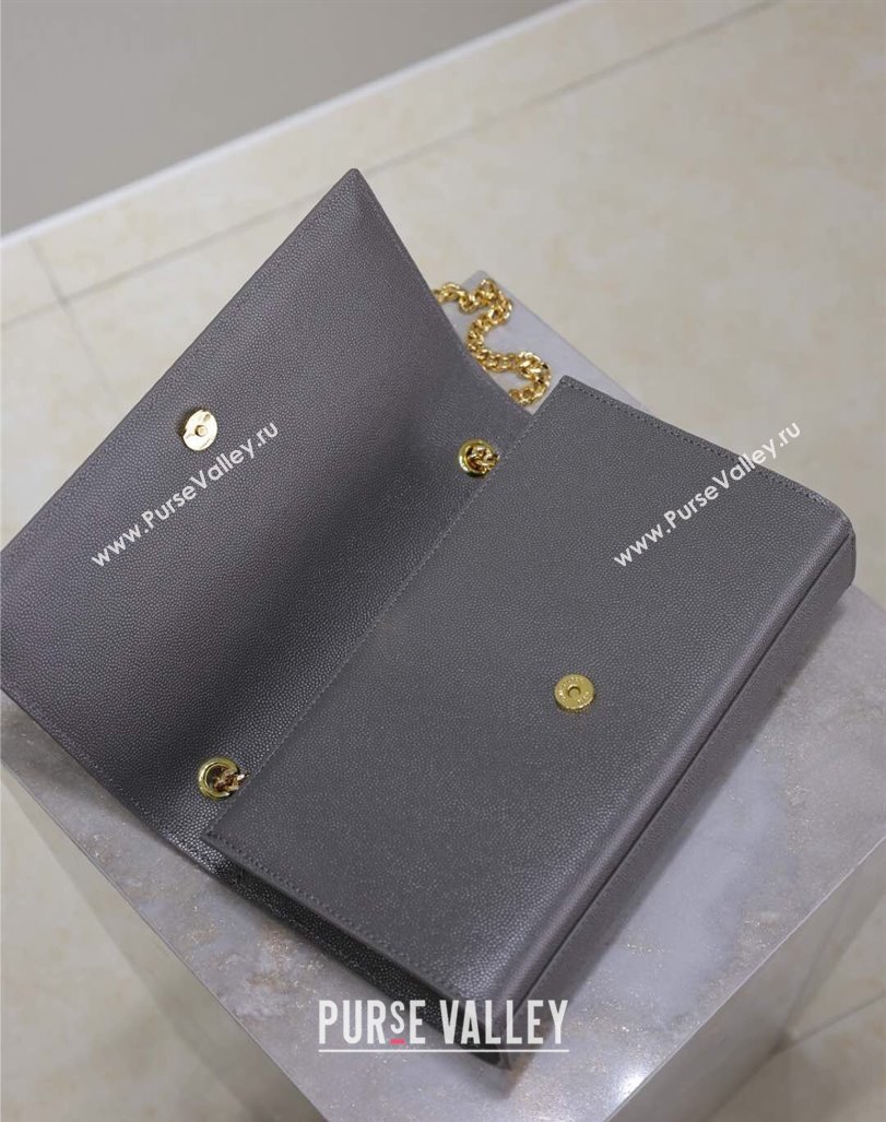 Saint Laurent Kate Medium Chain Bag in Grained Leather 364021 Grey 2025 (YY-250409117)