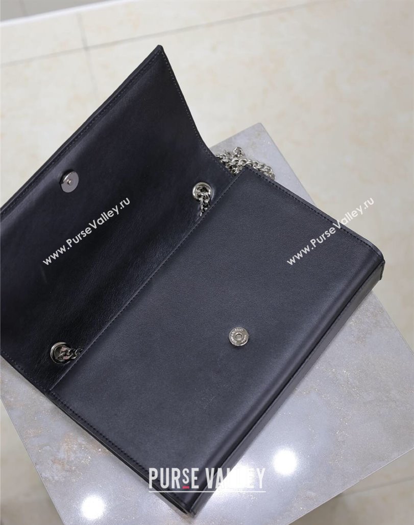 Saint Laurent Kate Medium Chain Bag in Smooth Leather 364021 Black/Silver 2025 (YY-250409119)