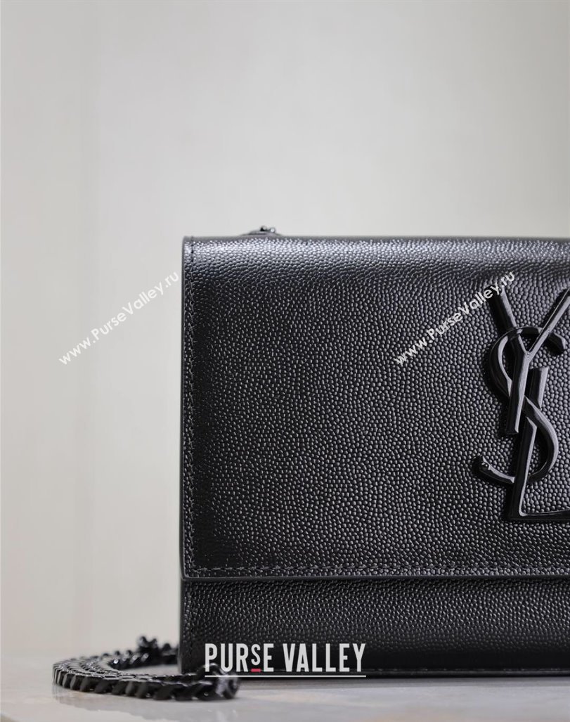 Saint Laurent Kate Small Chain Bag in Grained Leather 469390 All Black 2025 (YY-250409101)