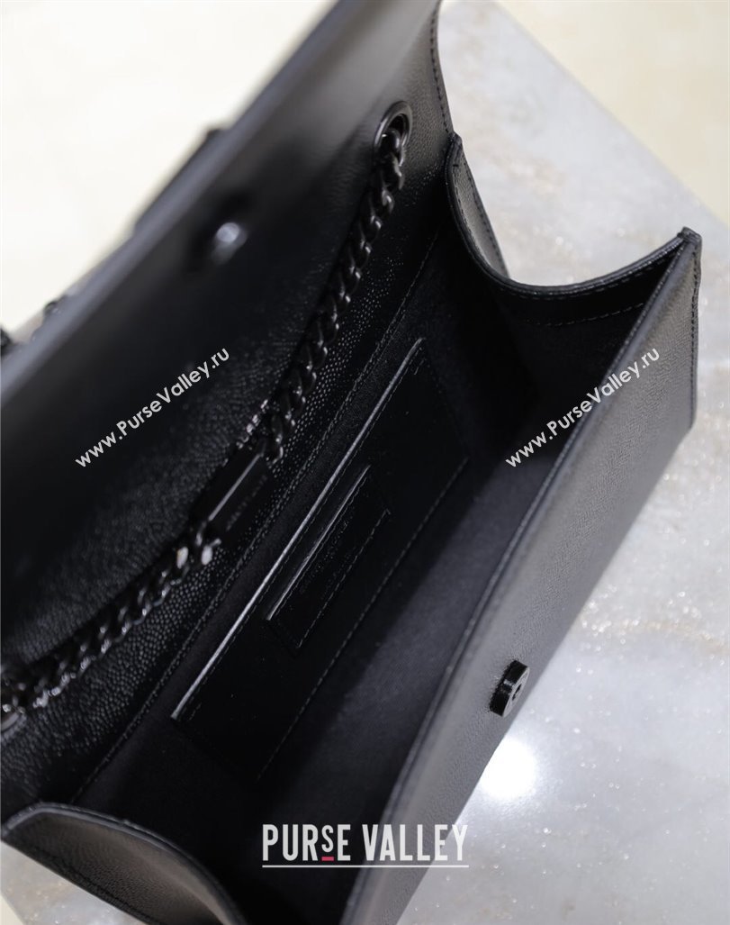 Saint Laurent Kate Small Chain Bag in Grained Leather 469390 All Black 2025 (YY-250409101)