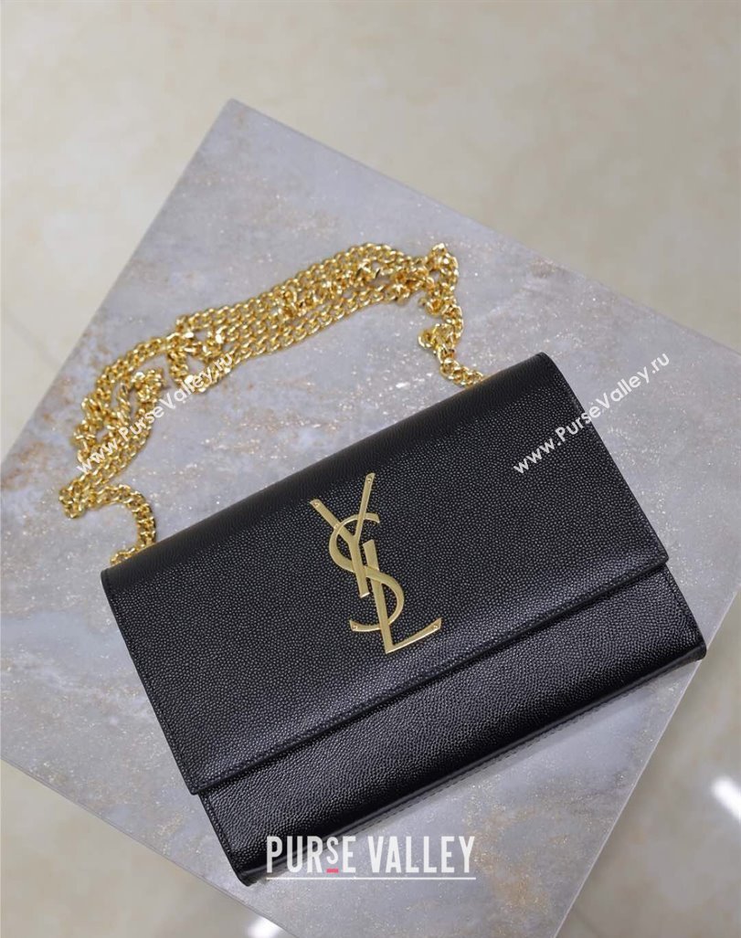 Saint Laurent Kate Small Chain Bag in Grained Leather 469390 Black/Gold 2025 (YY-250409102)
