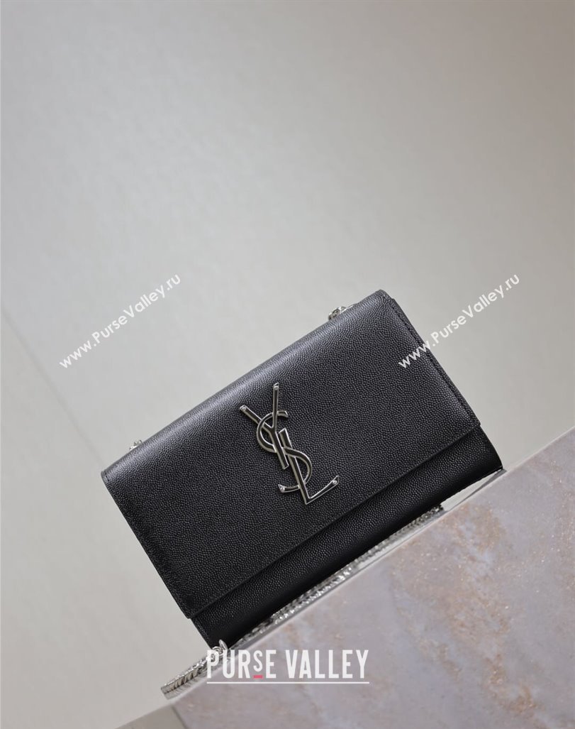 Saint Laurent Kate Small Chain Bag in Grained Leather 469390 Black/Silver 2025 (YY-250409103)