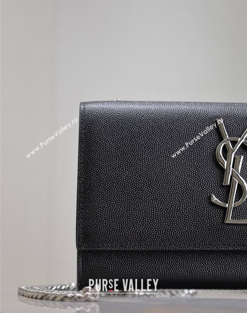 Saint Laurent Kate Small Chain Bag in Grained Leather 469390 Black/Silver 2025 (YY-250409103)
