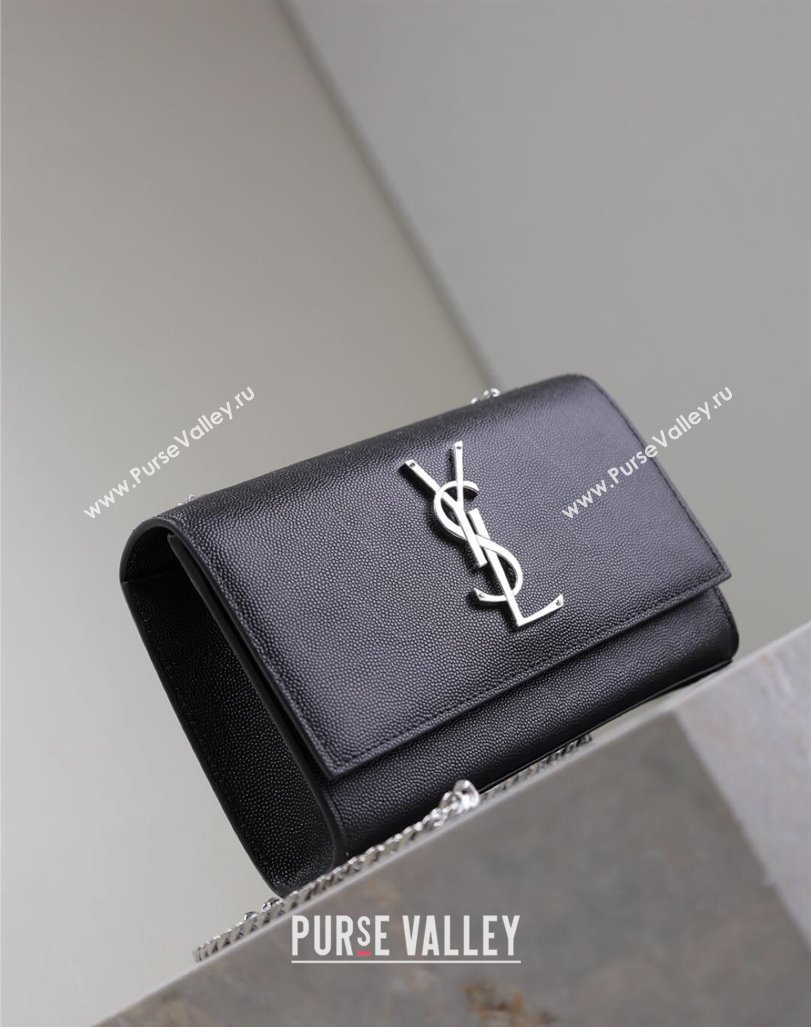 Saint Laurent Kate Small Chain Bag in Grained Leather 469390 Black/Silver 2025 (YY-250409103)