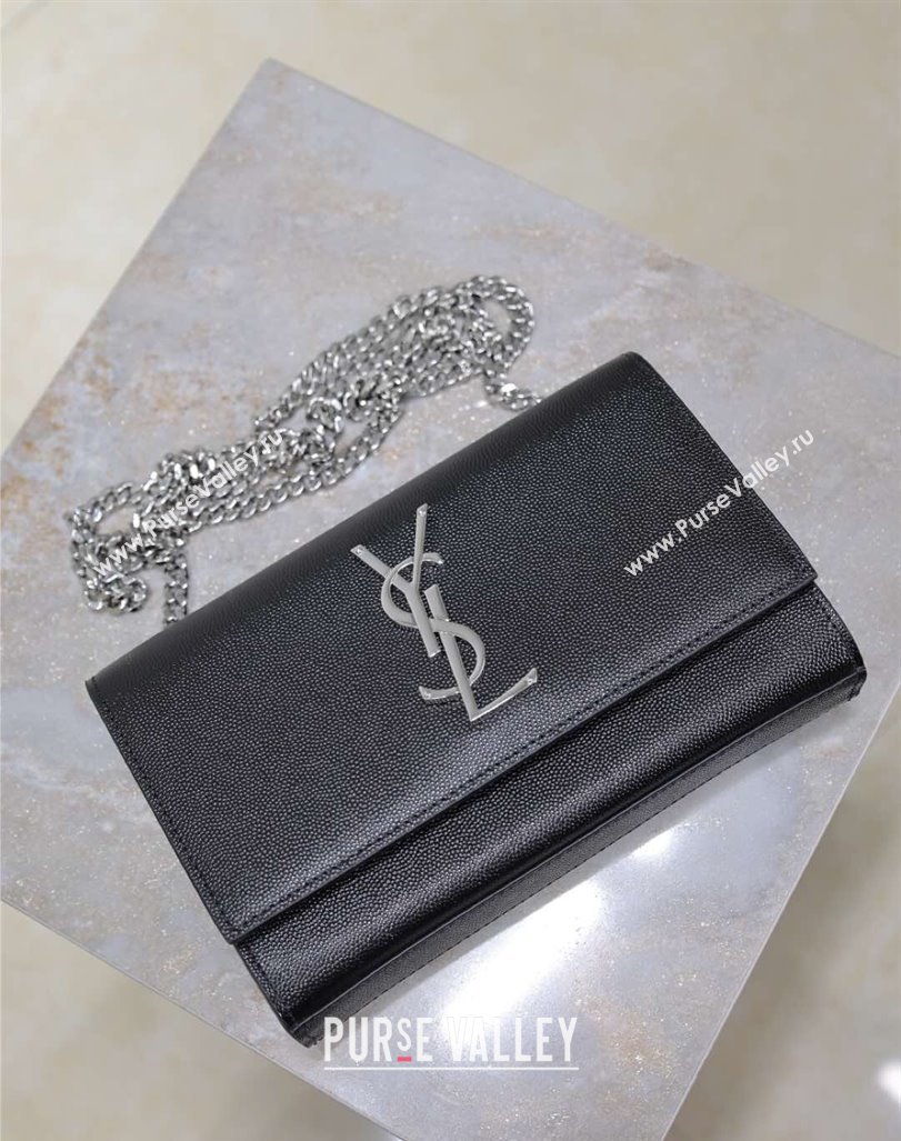 Saint Laurent Kate Small Chain Bag in Grained Leather 469390 Black/Silver 2025 (YY-250409103)