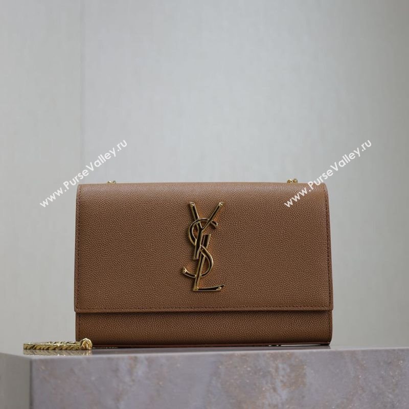 Saint Laurent Kate Small Chain Bag in Grained Leather 469390 Brown 2025 (YY-250409104)