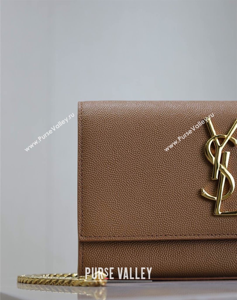 Saint Laurent Kate Small Chain Bag in Grained Leather 469390 Brown 2025 (YY-250409104)
