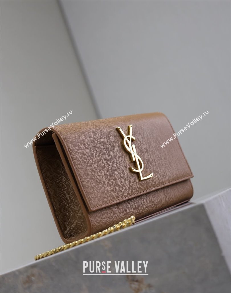 Saint Laurent Kate Small Chain Bag in Grained Leather 469390 Brown 2025 (YY-250409104)