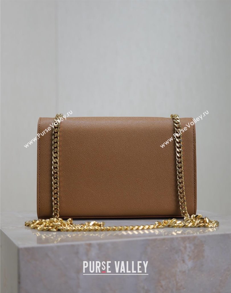 Saint Laurent Kate Small Chain Bag in Grained Leather 469390 Brown 2025 (YY-250409104)