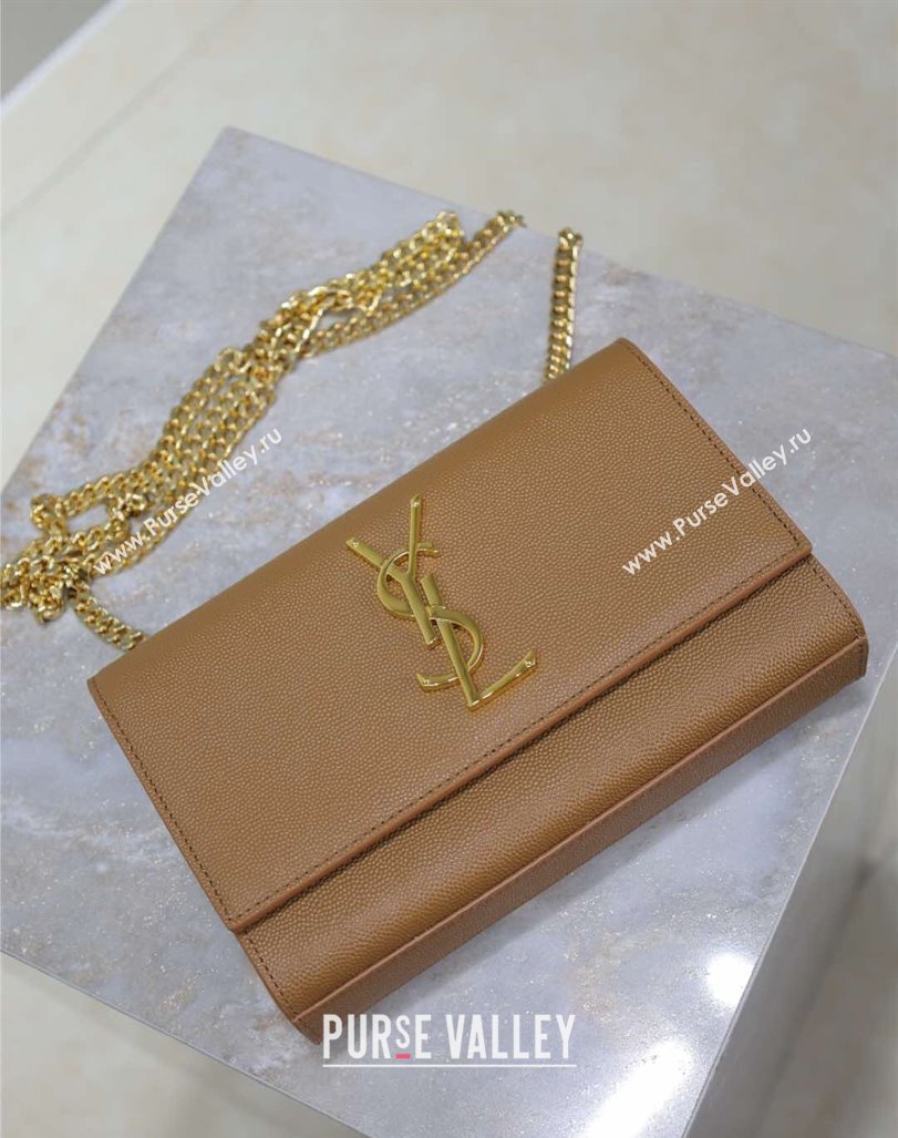 Saint Laurent Kate Small Chain Bag in Grained Leather 469390 Brown 2025 (YY-250409104)