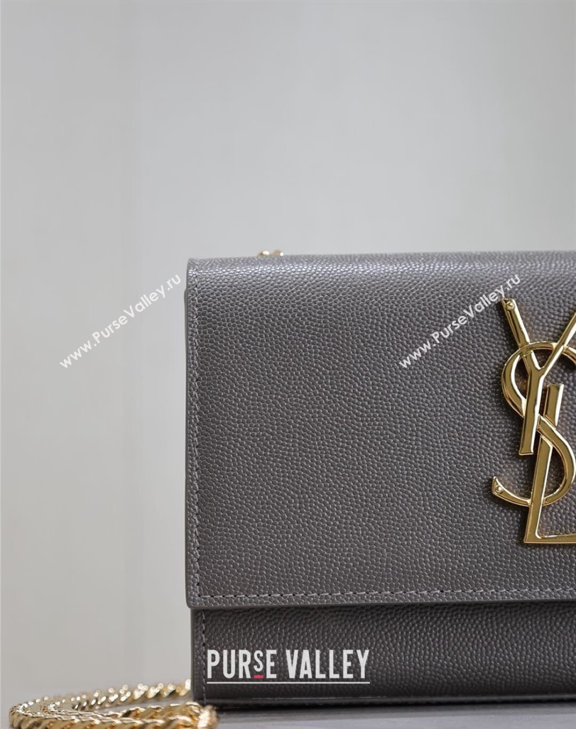 Saint Laurent Kate Small Chain Bag in Grained Leather 469390 Grey 2025 (YY-250409105)
