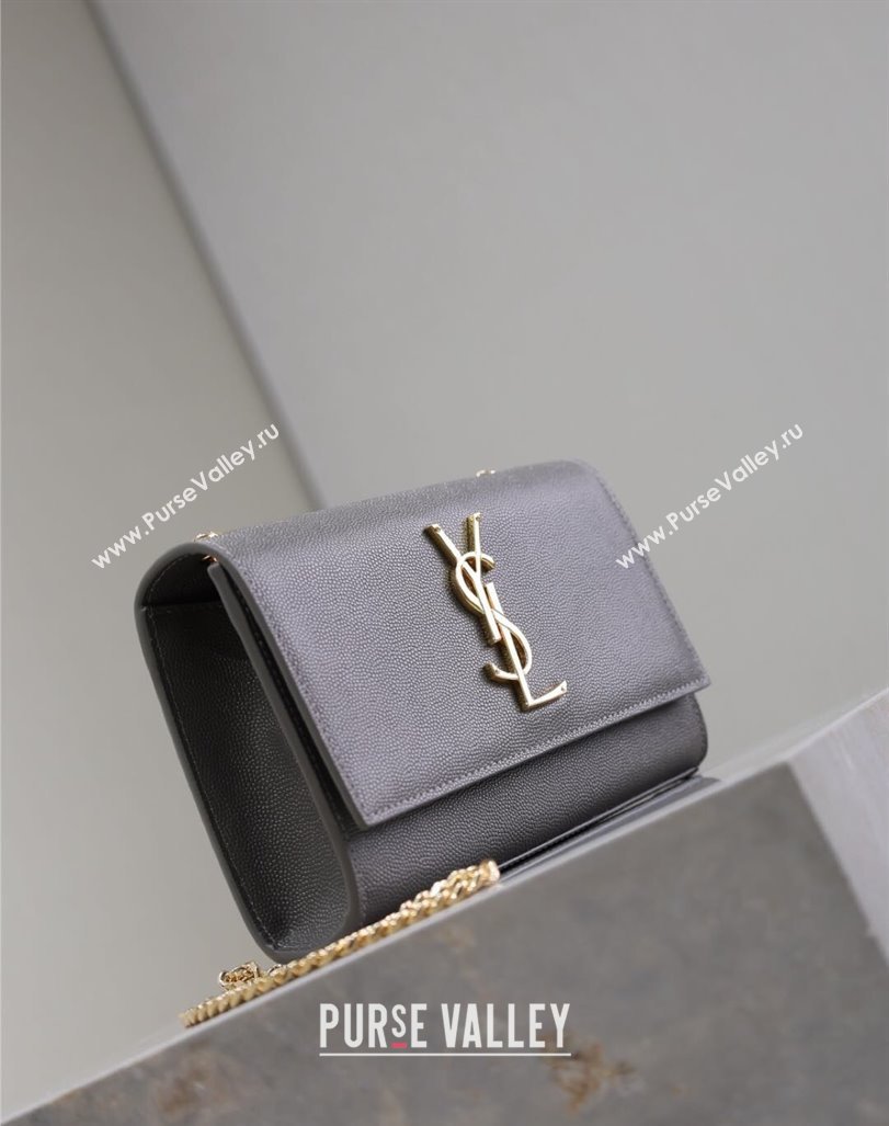 Saint Laurent Kate Small Chain Bag in Grained Leather 469390 Grey 2025 (YY-250409105)
