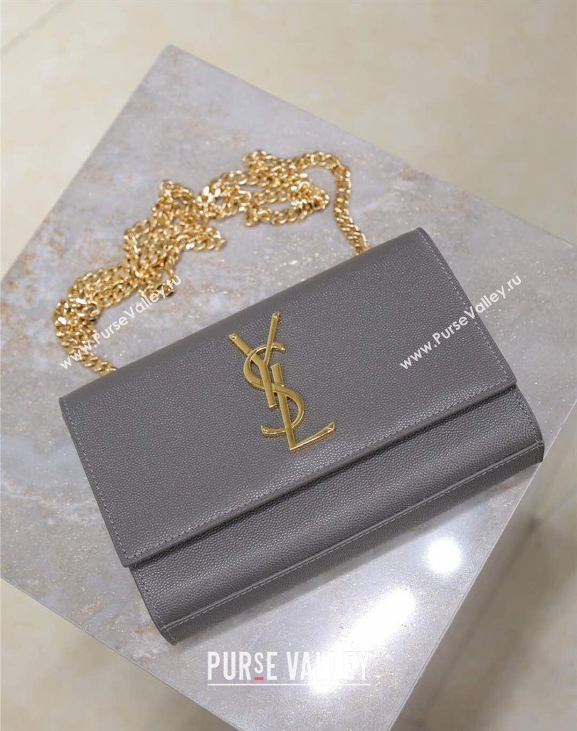 Saint Laurent Kate Small Chain Bag in Grained Leather 469390 Grey 2025 (YY-250409105)