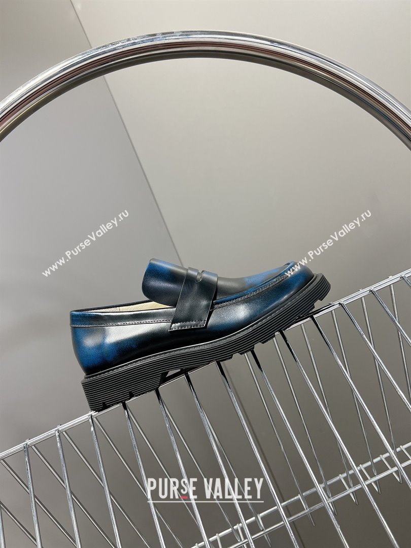 Loewe Blaze loafers in bicolour brushed-off calfskin Royal Blue/Black 2023 (KER-231205070)