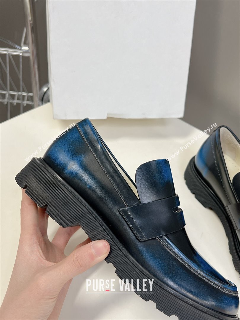 Loewe Blaze loafers in bicolour brushed-off calfskin Royal Blue/Black 2023 (KER-231205070)