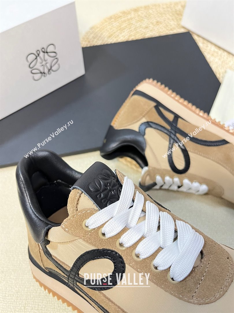 Loewe Flow Runner Sneakers in Nylon and Suede Beige/Kaki/Black 2024 0129 (KL-240129037)