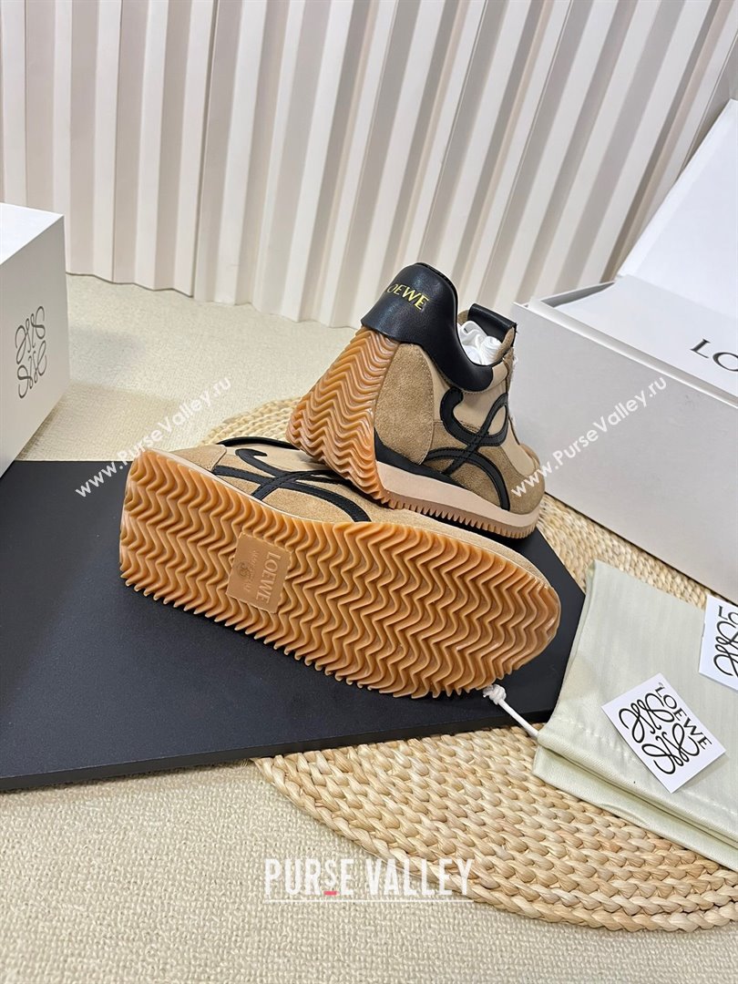 Loewe Flow Runner Sneakers in Nylon and Suede Beige/Kaki/Black 2024 0129 (KL-240129037)