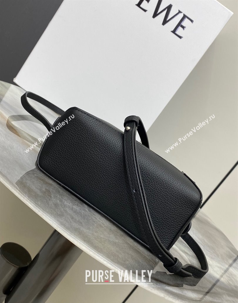 Loewe Mini Puzzle Edge bag in Litchi-Grained Calfskin Black 2024 0202 (Ys-240202053)