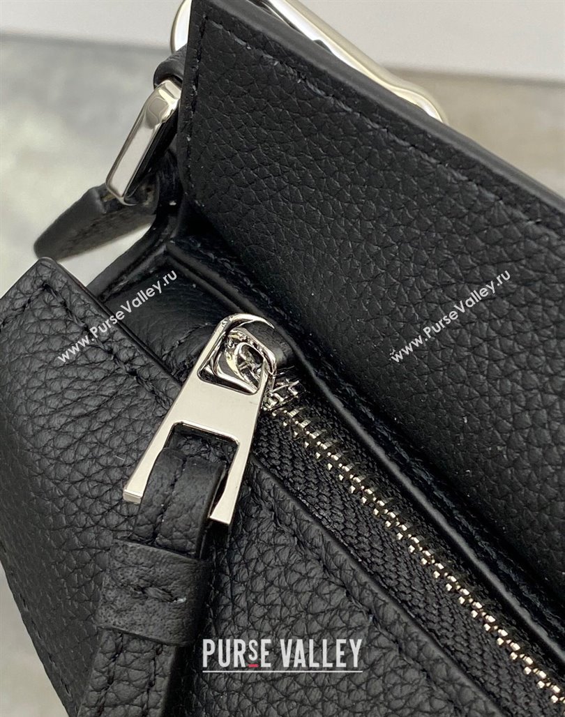 Loewe Mini Puzzle Edge bag in Litchi-Grained Calfskin Black 2024 0202 (Ys-240202053)