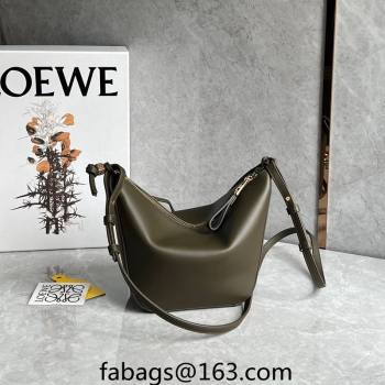 Loewe Mini Hammock Hobo bag in Classic Calfskin Khaki Green 2023 262315 (Ys-240202039)