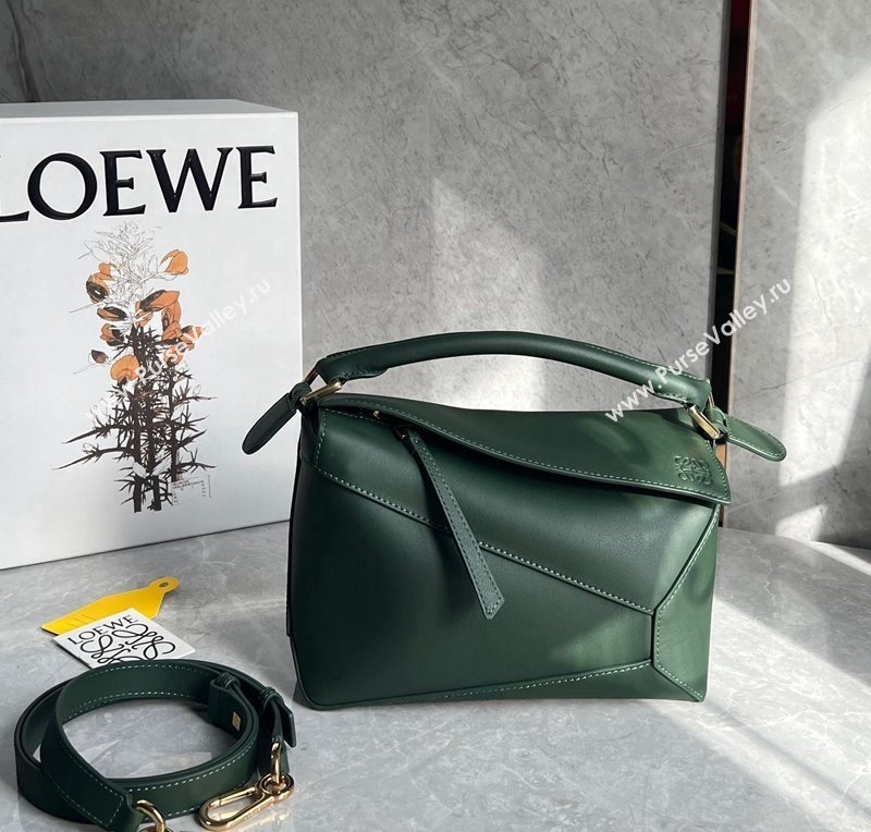 Loewe Small Puzzle Edge bag in Smooth Calfskin Bottle Green 2024 0202 (Ys-240202058)