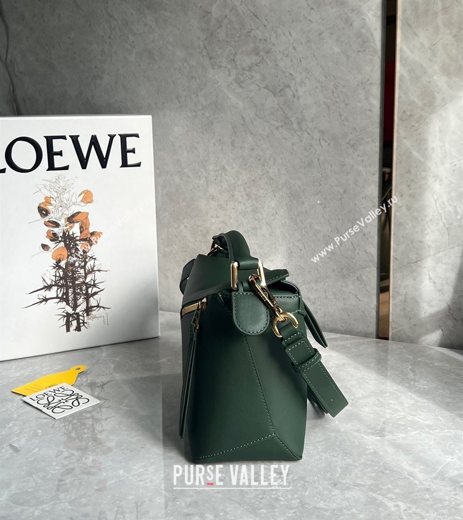 Loewe Small Puzzle Edge bag in Smooth Calfskin Bottle Green 2024 0202 (Ys-240202058)