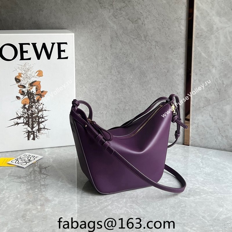 Loewe Mini Hammock Hobo bag in Classic Calfskin Dark Purple 2023 262315 (Ys-240202042)