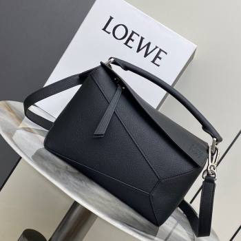 Loewe Small Puzzle Edge bag in Litchi-Grained Calfskin Black 2024 0202 (Ys-240202065)