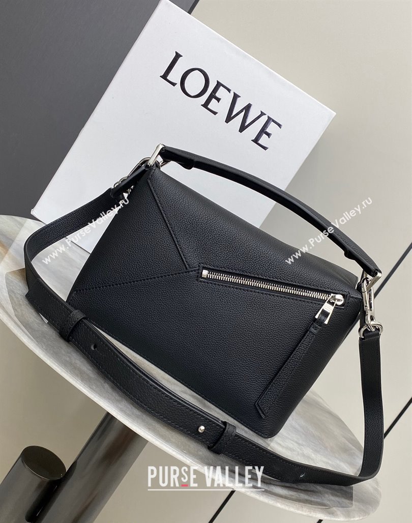 Loewe Small Puzzle Edge bag in Litchi-Grained Calfskin Black 2024 0202 (Ys-240202065)