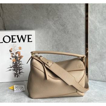 Loewe Puzzle Medium Bag in Litchi-Grained Calfskin Sand Beige 2024 3002B (nana-240202068)