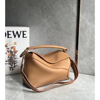 Loewe Puzzle Medium Bag in Litchi-Grained Calfskin Light Brown 2024 3002B (nana-240202069)