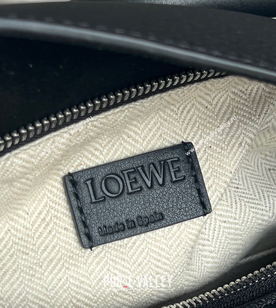 Loewe Puzzle Medium Bag in Litchi-Grained Calfskin Black 2024 3002B (nana-240202070)