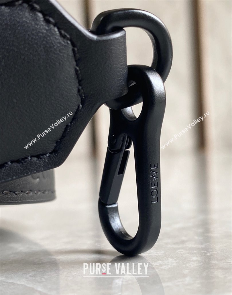 Loewe Small Puzzle bag in Satin Calfskin with Wide Leather Strap Black 2024 (Ys-240202073)