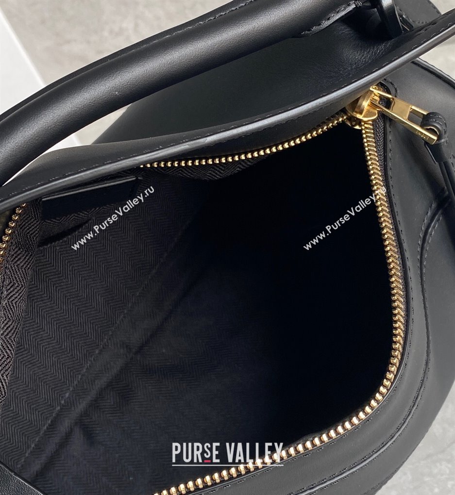 Loewe Small Puzzle bag in Satin Calfskin with Wide Leather Strap Black 2024 (Ys-240202073)