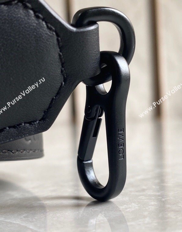 Loewe Mini Puzzle bag in Satin Calfskin with Wide Leather Strap Black 2024 (Ys-240202074)