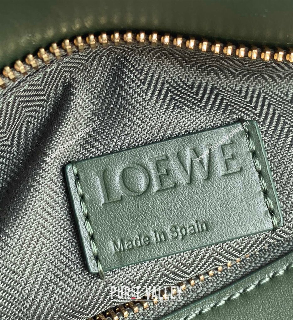 Loewe Small Puzzle bag in Satin Calfskin with Wide Leather Strap Bottle Green 2024 (Ys-240202077)