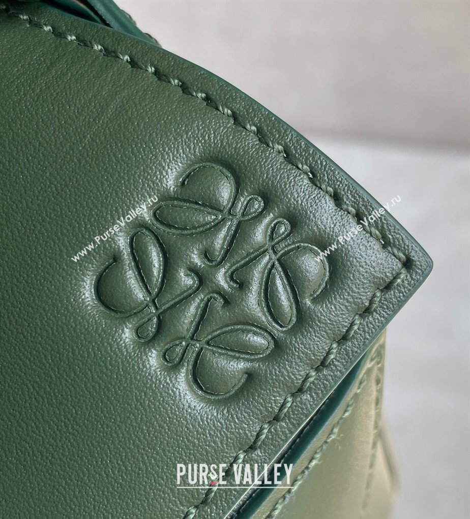 Loewe Mini Puzzle bag in Satin Calfskin with Wide Leather Strap Bottle Green 2024 (Ys-240202078)