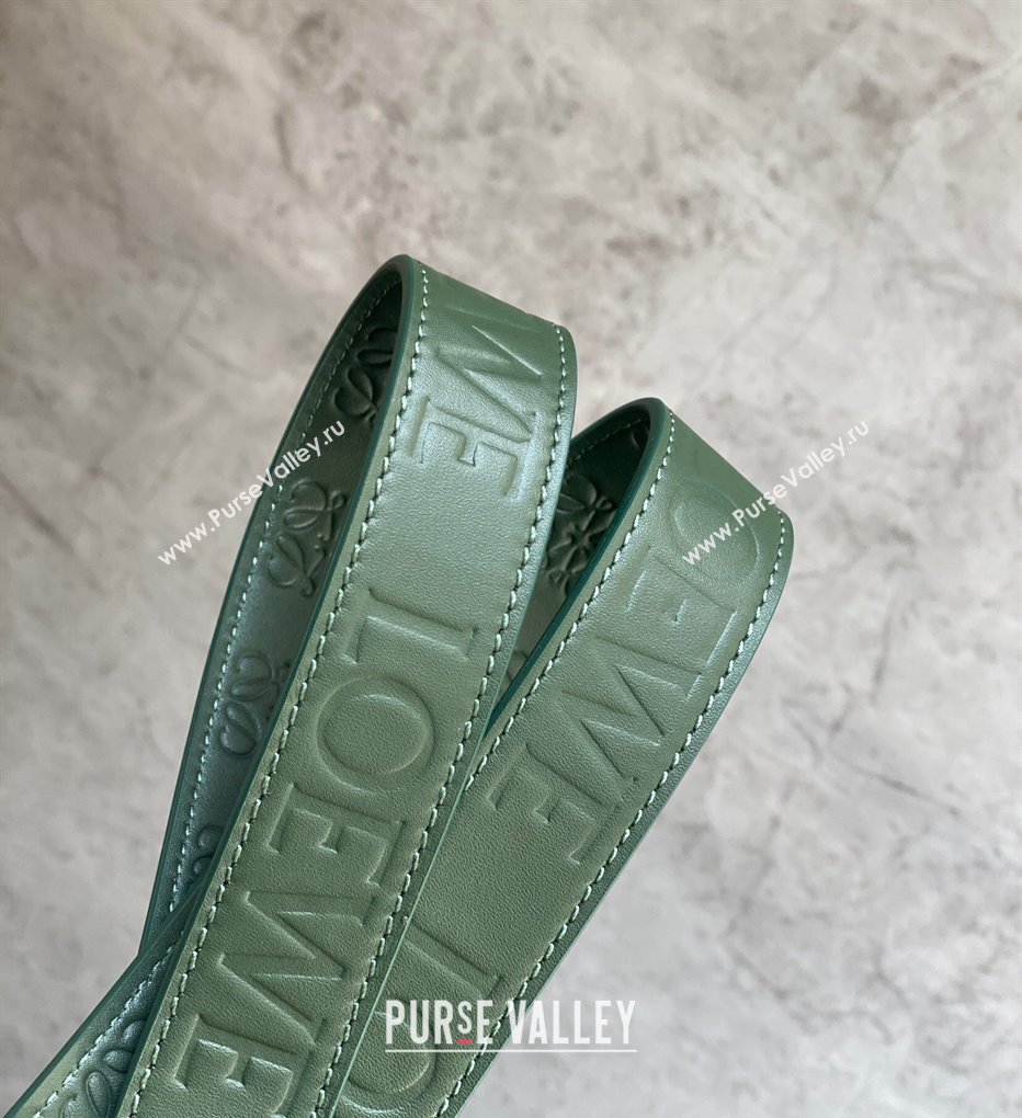 Loewe Mini Puzzle bag in Satin Calfskin with Wide Leather Strap Bottle Green 2024 (Ys-240202078)